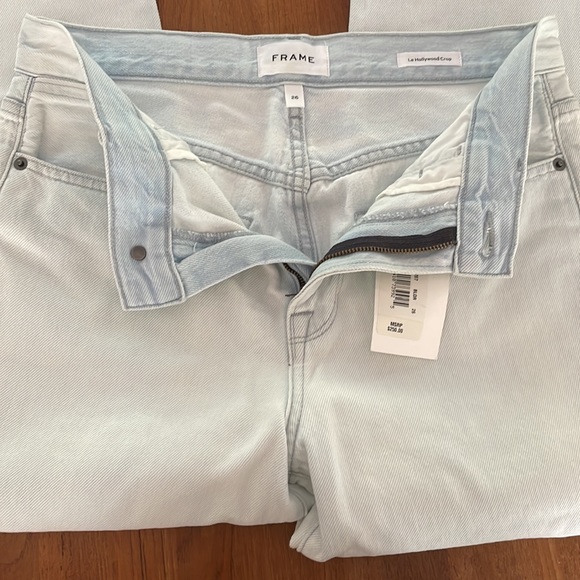 Frame Denim Le Hollywood Crop Jeans Sz 26 High Rise Straight Beach Out Rips Wash - Picture 2 of 14